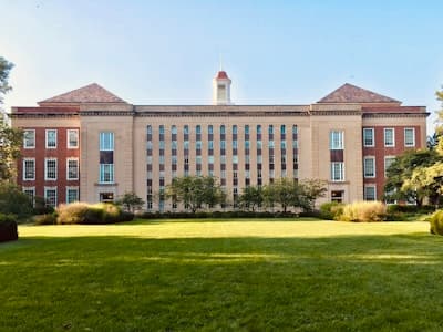 University campus with security patrol presence