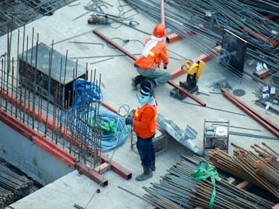 Active construction site with security monitoring
